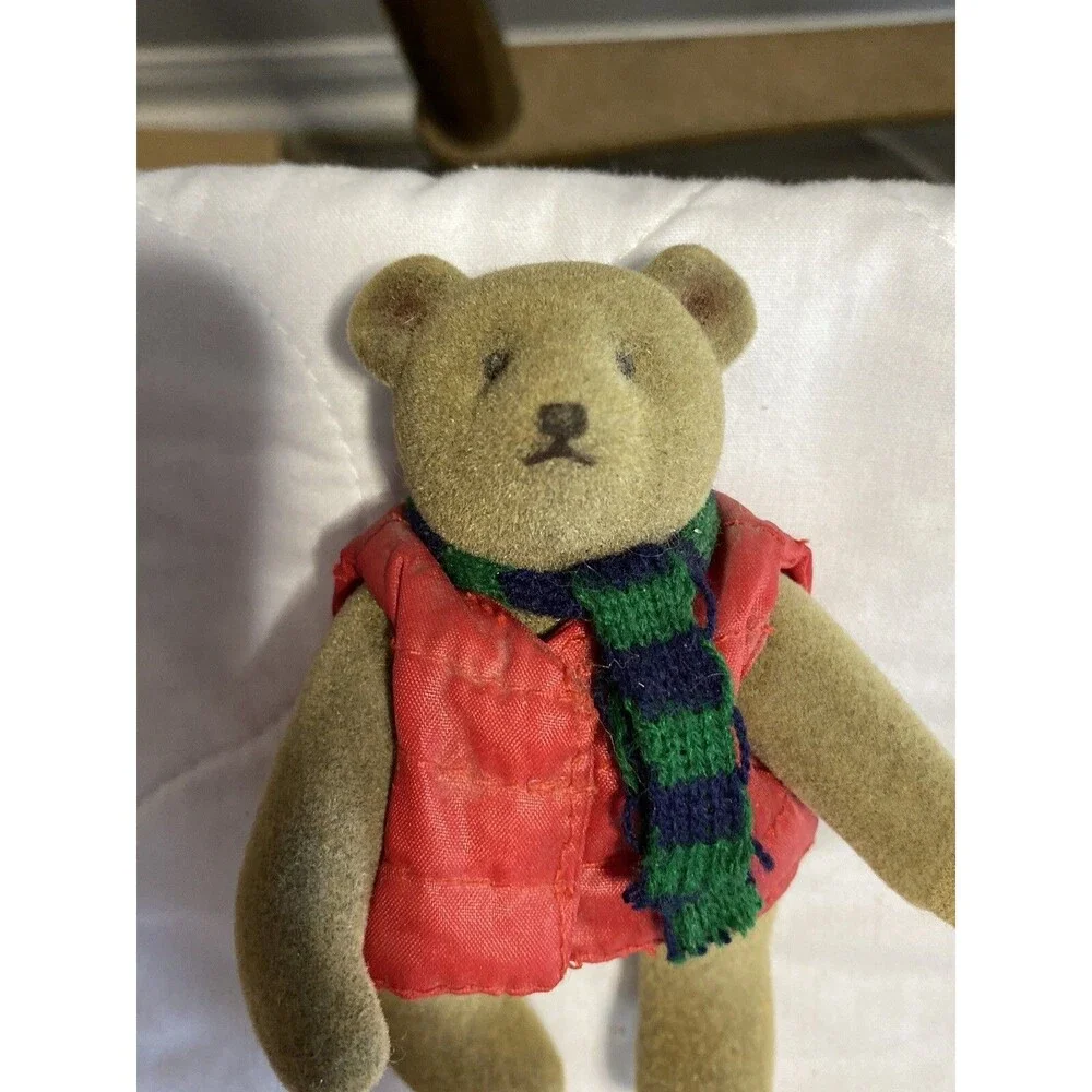 Gund Miniature Jointed Winter Teddy Bear Puffer Jacket Scarf Vintage HTF